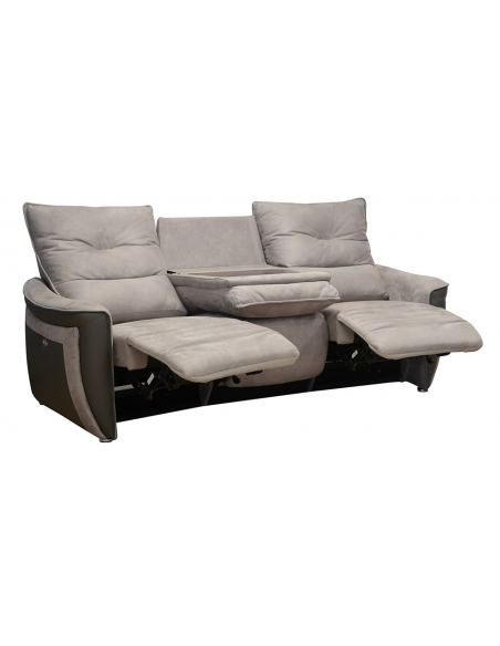 APOLLON - Canapé 3 places 2 relax électriques tissu microfibre et PVC