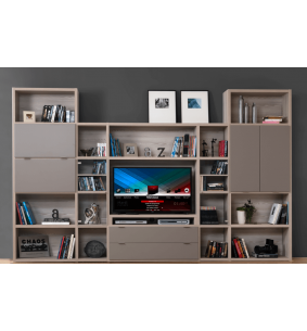 HATTAN - Composition meuble TV et étagères de rangement