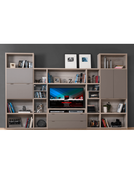 HATTAN - Composition meuble TV et étagères de rangement