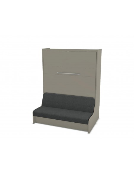 MAGIK - Armoire lit escamotable verticale avec canapé accoudoirs en bois