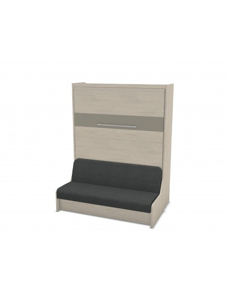 MAGIK - Armoire lit escamotable verticale avec canapé accoudoirs en bois