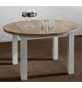 CANTIQUE - Table ronde une allonge de 39 cm chêne massif