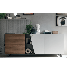 Enfilade 2 portes dont 1 diagonale SELLA 4 tiroirs 1 niche