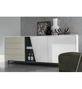 Enfilade 2 portes dont 1 diagonale SELLA 4 tiroirs 1 niche 2