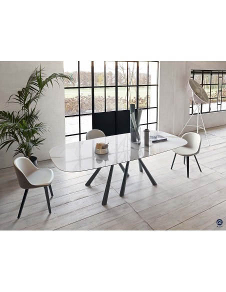 Table de séjour céramique et métal RACINE